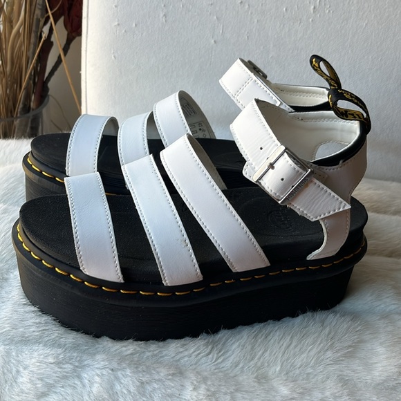 Dr Martens Blaire Quad Hydro White Leather Platform Sandals - Picture 4 of 12